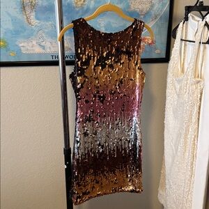 Glamorous Sequin Mini Dress in Black, Brown, and Pink